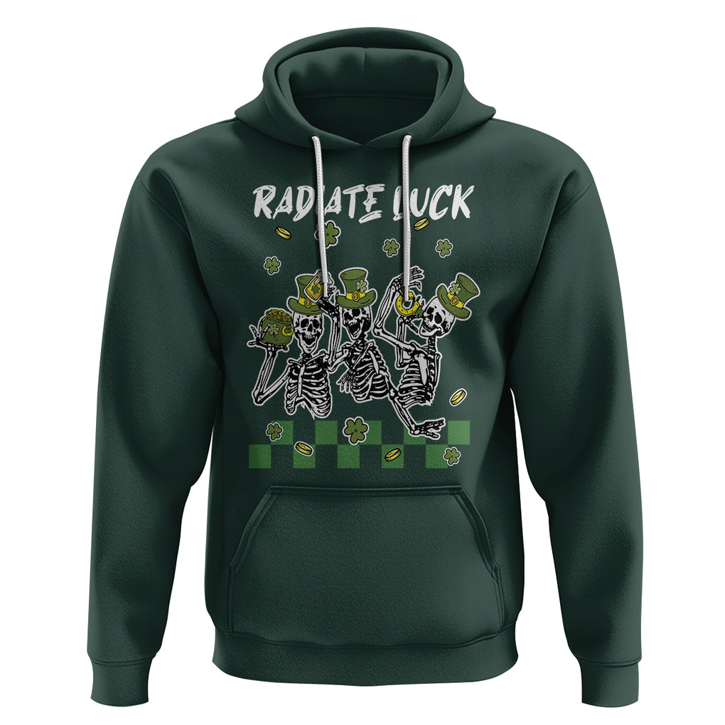St. Patrick's Day Hoodie Radiate Luck Funny Skeleton Radiology TS09 Dark Forest Green Printyourwear