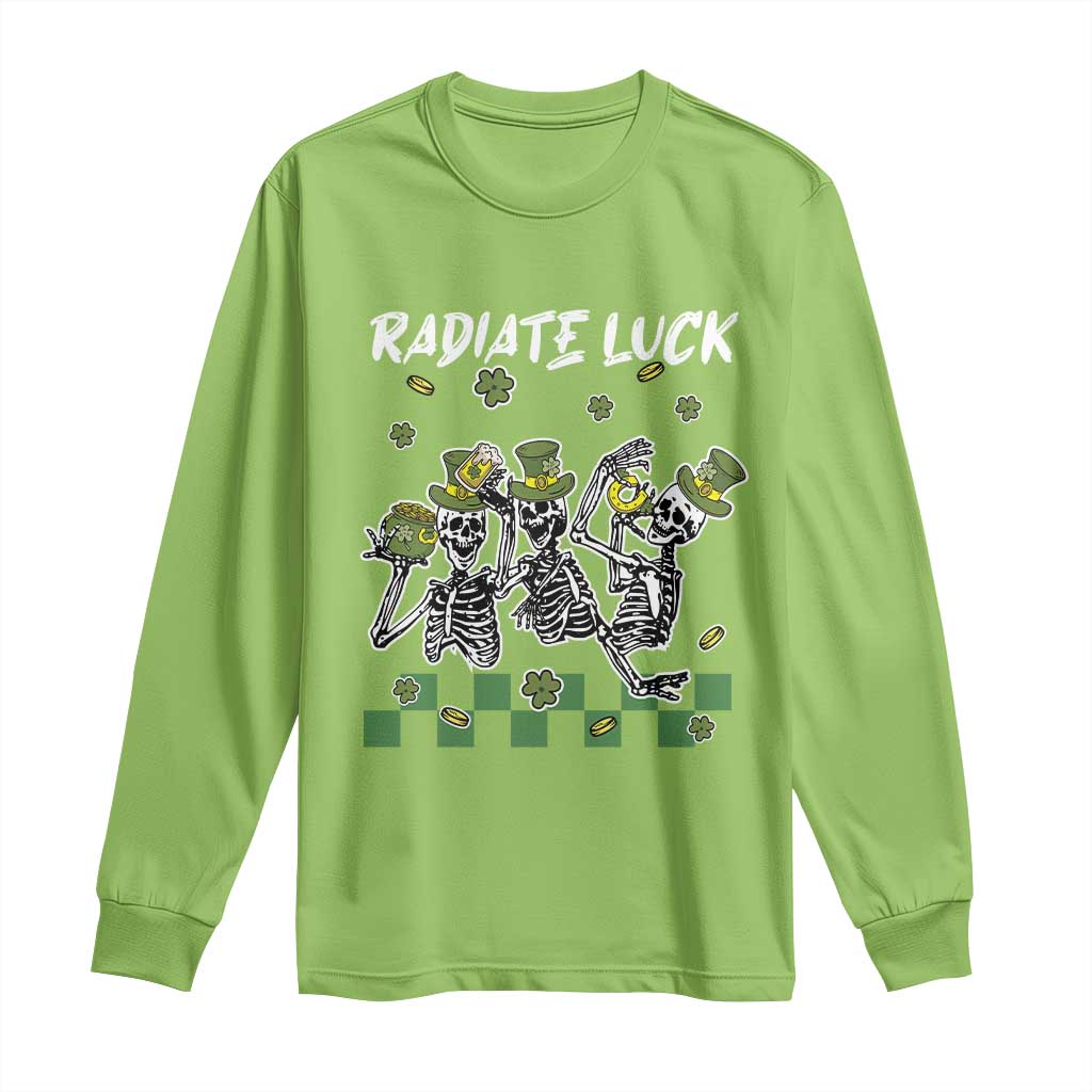 St Patrick's Day Long Sleeve Shirt Radiate Luck Funny Skeleton Radiology TS09 Lime Print Your Wear