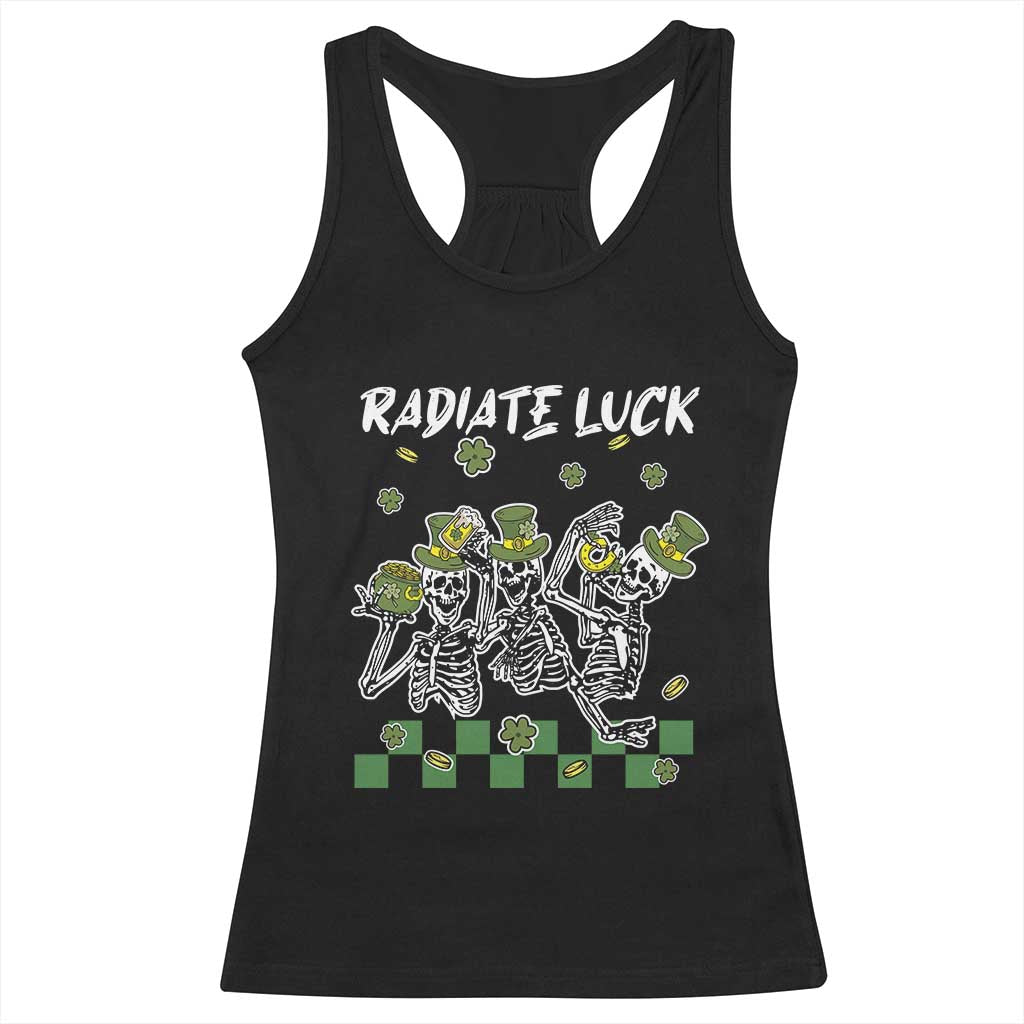 St Patrick's Day Racerback Tank Top Radiate Luck Funny Skeleton Radiology TS09 Black Print Your Wear