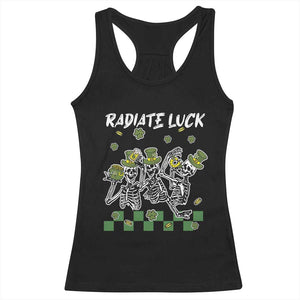 St Patrick's Day Racerback Tank Top Radiate Luck Funny Skeleton Radiology TS09 Black Print Your Wear