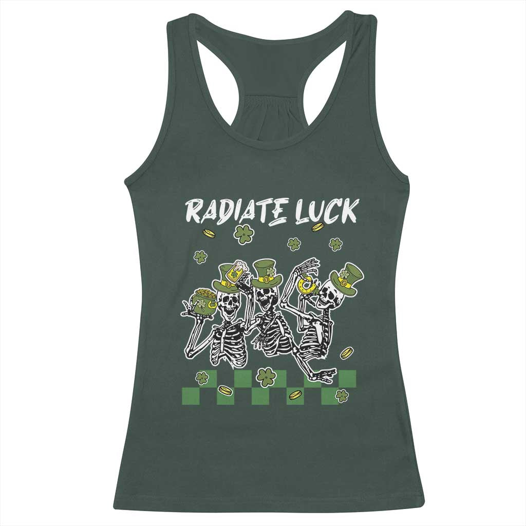 St Patrick's Day Racerback Tank Top Radiate Luck Funny Skeleton Radiology TS09 Dark Forest Green Print Your Wear