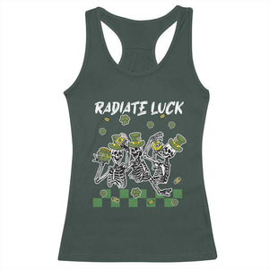 St Patrick's Day Racerback Tank Top Radiate Luck Funny Skeleton Radiology TS09 Dark Forest Green Print Your Wear
