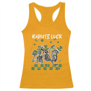 St Patrick's Day Racerback Tank Top Radiate Luck Funny Skeleton Radiology TS09 Gold Print Your Wear