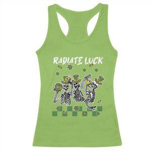 St Patrick's Day Racerback Tank Top Radiate Luck Funny Skeleton Radiology TS09 Lime Print Your Wear