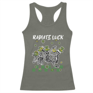 St Patrick's Day Racerback Tank Top Radiate Luck Funny Skeleton Radiology TS09 Military Green Print Your Wear