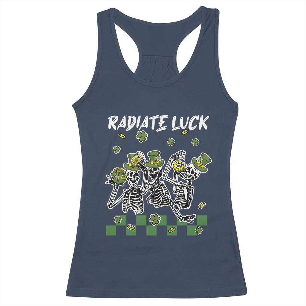 St Patrick's Day Racerback Tank Top Radiate Luck Funny Skeleton Radiology TS09 Navy Print Your Wear