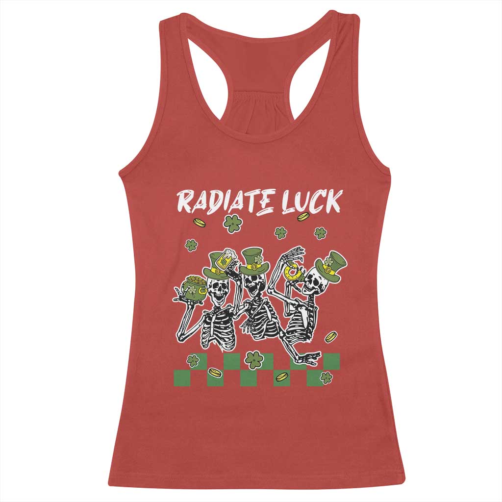 St Patrick's Day Racerback Tank Top Radiate Luck Funny Skeleton Radiology TS09 Red Print Your Wear