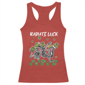 St Patrick's Day Racerback Tank Top Radiate Luck Funny Skeleton Radiology TS09 Red Print Your Wear