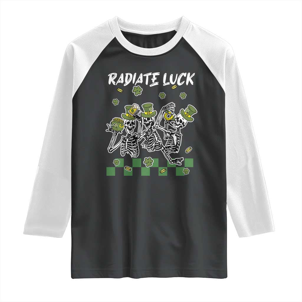 St Patrick's Day Raglan Shirt Radiate Luck Funny Skeleton Radiology TS09 Black White Print Your Wear