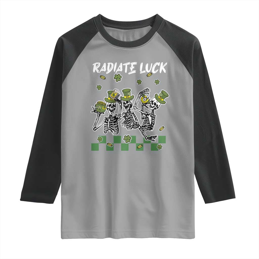 St Patrick's Day Raglan Shirt Radiate Luck Funny Skeleton Radiology TS09 Sport Gray Black Print Your Wear