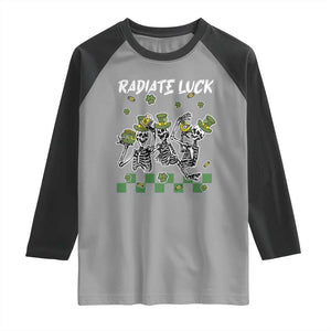 St Patrick's Day Raglan Shirt Radiate Luck Funny Skeleton Radiology TS09 Sport Gray Black Print Your Wear