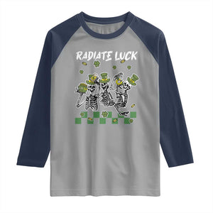 St Patrick's Day Raglan Shirt Radiate Luck Funny Skeleton Radiology TS09 Sport Gray Navy Print Your Wear