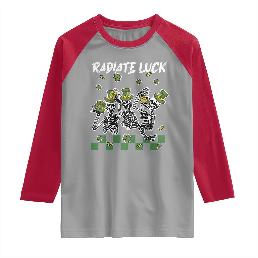 St Patrick's Day Raglan Shirt Radiate Luck Funny Skeleton Radiology TS09 Sport Gray Red Print Your Wear