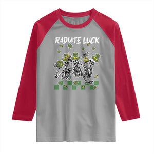 St Patrick's Day Raglan Shirt Radiate Luck Funny Skeleton Radiology TS09 Sport Gray Red Print Your Wear
