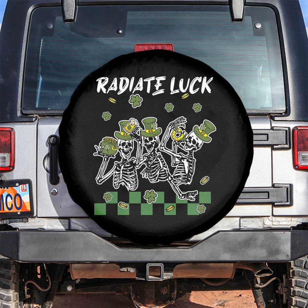 St Patrick's Day Spare Tire Cover Radiate Luck Funny Skeleton Radiology TS09 No hole Black Print Your Wear