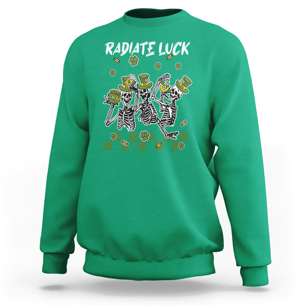 St. Patrick's Day Sweatshirt Radiate Luck Funny Skeleton Radiology TS09 Irish Green Printyourwear