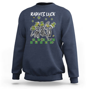 St. Patrick's Day Sweatshirt Radiate Luck Funny Skeleton Radiology TS09 Navy Printyourwear