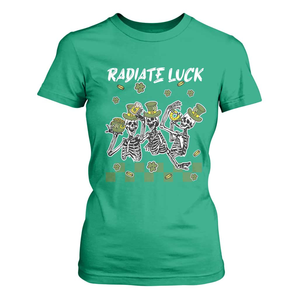 St Patrick's Day T Shirt For Women Radiate Luck Funny Skeleton Radiology TS09 Irish Green Print Your Wear