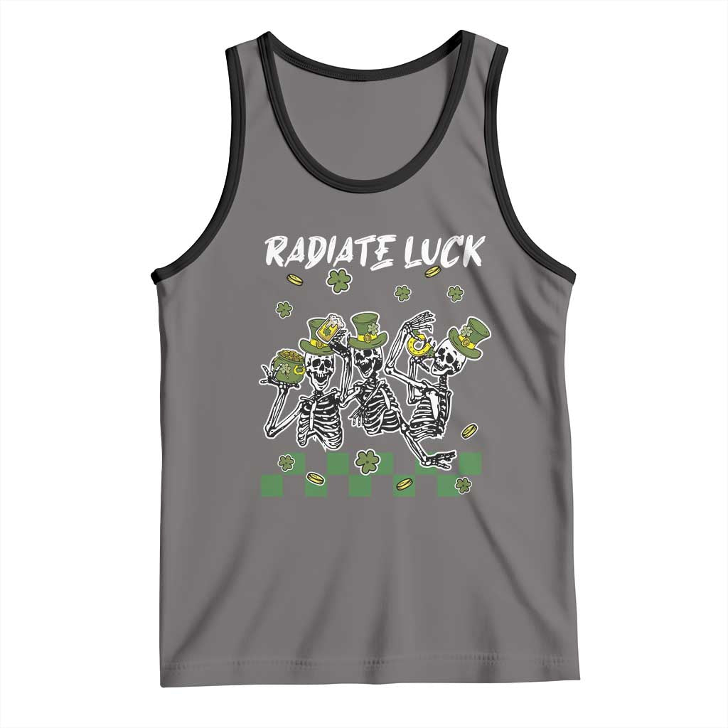 St Patrick's Day Tank Top Radiate Luck Funny Skeleton Radiology TS09 Deep Heather Black Print Your Wear