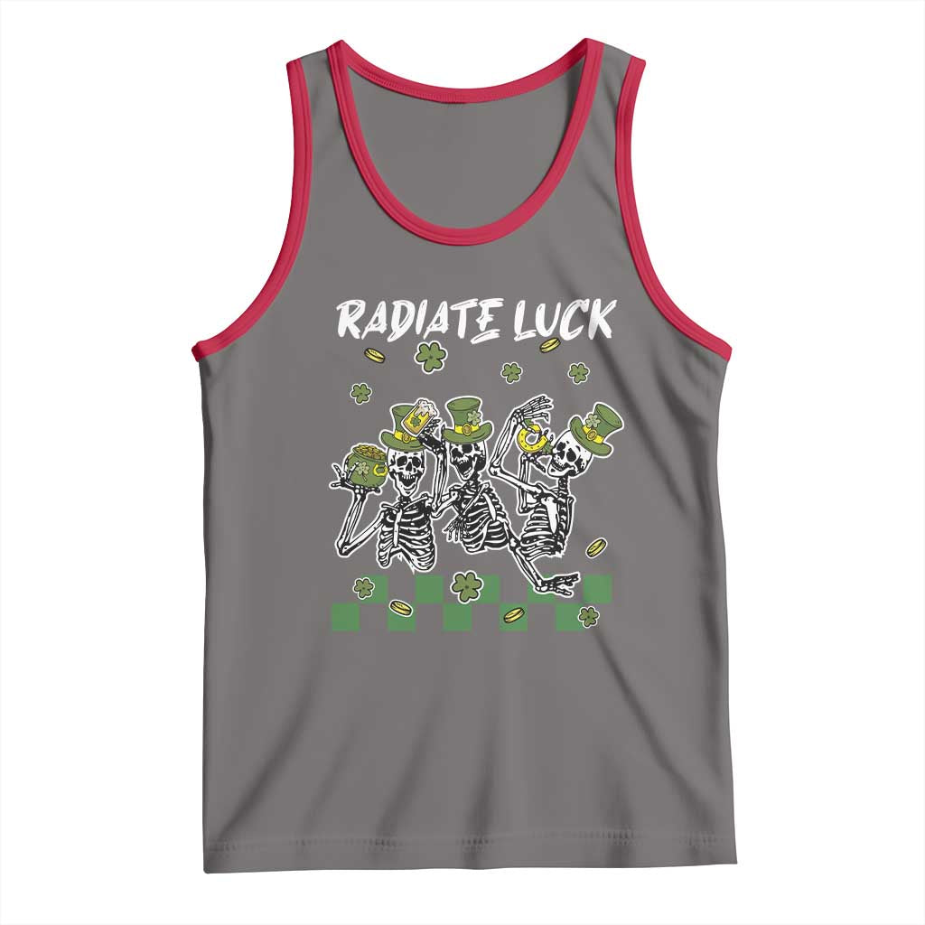 St Patrick's Day Tank Top Radiate Luck Funny Skeleton Radiology TS09 Deep Heather Red Print Your Wear