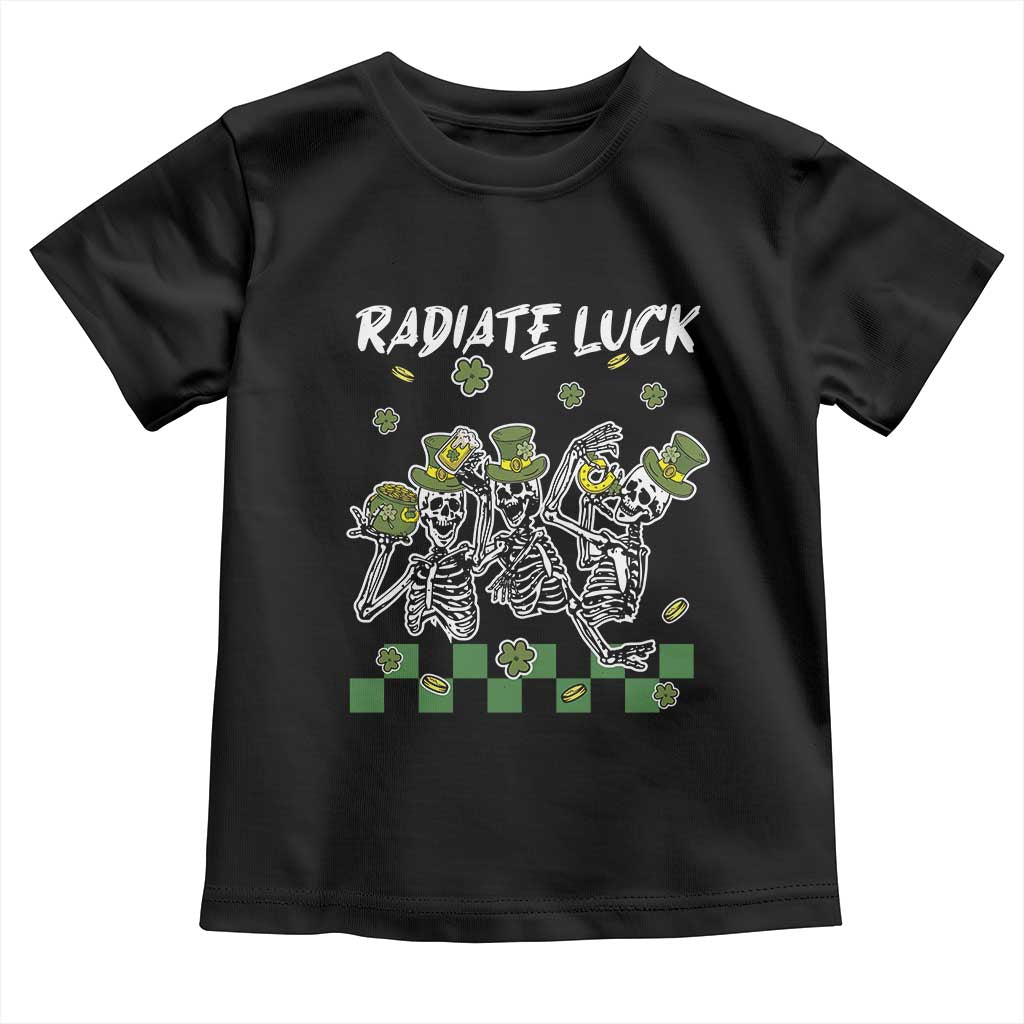 St Patrick's Day Toddler T Shirt Radiate Luck Funny Skeleton Radiology TS09 Black Print Your Wear