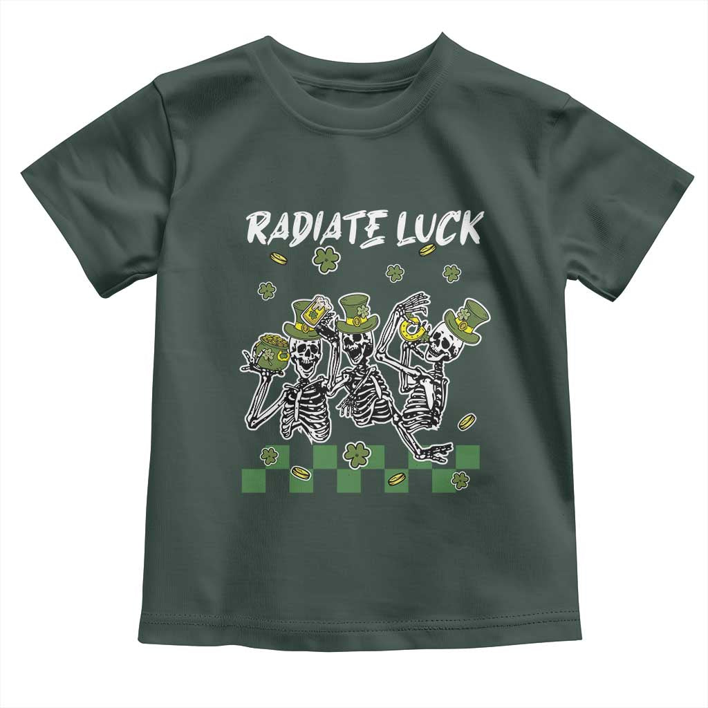 St Patrick's Day Toddler T Shirt Radiate Luck Funny Skeleton Radiology TS09 Dark Forest Green Print Your Wear