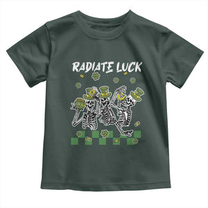 St Patrick's Day Toddler T Shirt Radiate Luck Funny Skeleton Radiology TS09 Dark Forest Green Print Your Wear