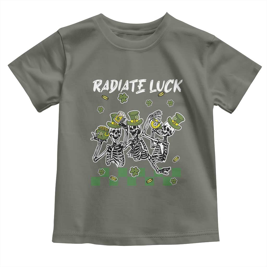 St Patrick's Day Toddler T Shirt Radiate Luck Funny Skeleton Radiology TS09 Military Green Print Your Wear