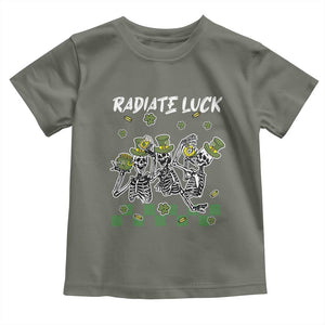 St Patrick's Day Toddler T Shirt Radiate Luck Funny Skeleton Radiology TS09 Military Green Print Your Wear