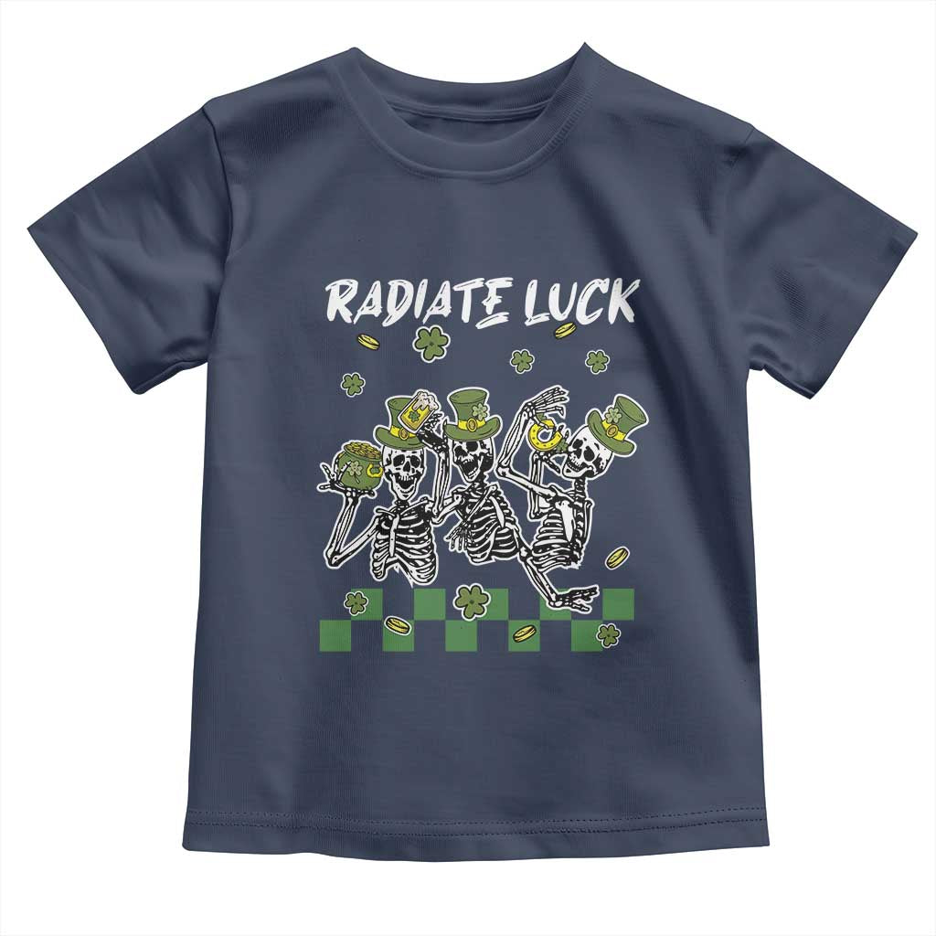 St Patrick's Day Toddler T Shirt Radiate Luck Funny Skeleton Radiology TS09 Navy Print Your Wear