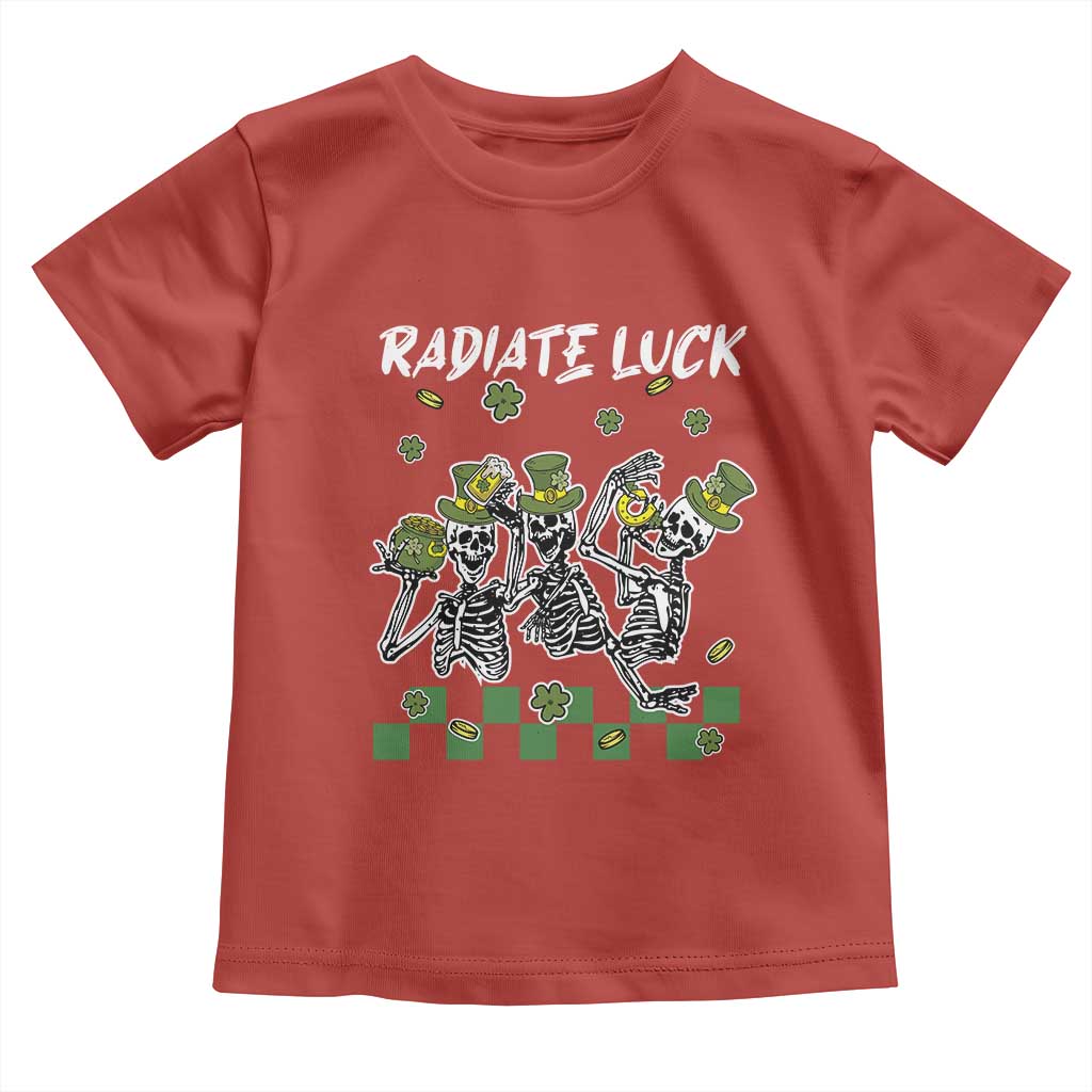 St Patrick's Day Toddler T Shirt Radiate Luck Funny Skeleton Radiology TS09 Red Print Your Wear