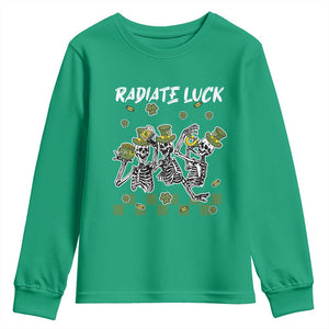 St Patrick's Day Youth Sweatshirt Radiate Luck Funny Skeleton Radiology TS09 Irish Green Print Your Wear