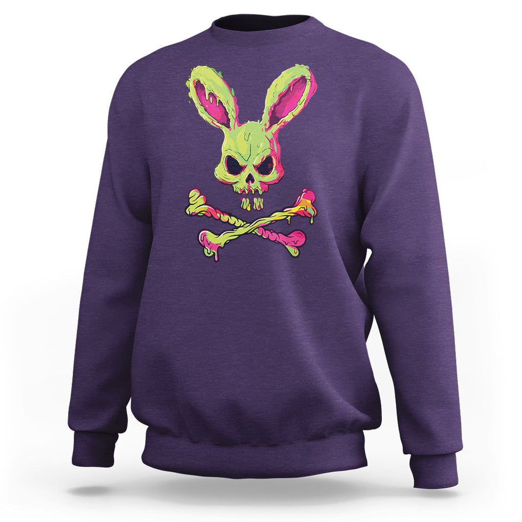 Easter Day Sweatshirt Bunny Skull Cross Bone Melting TS09 Purple Printyourwear