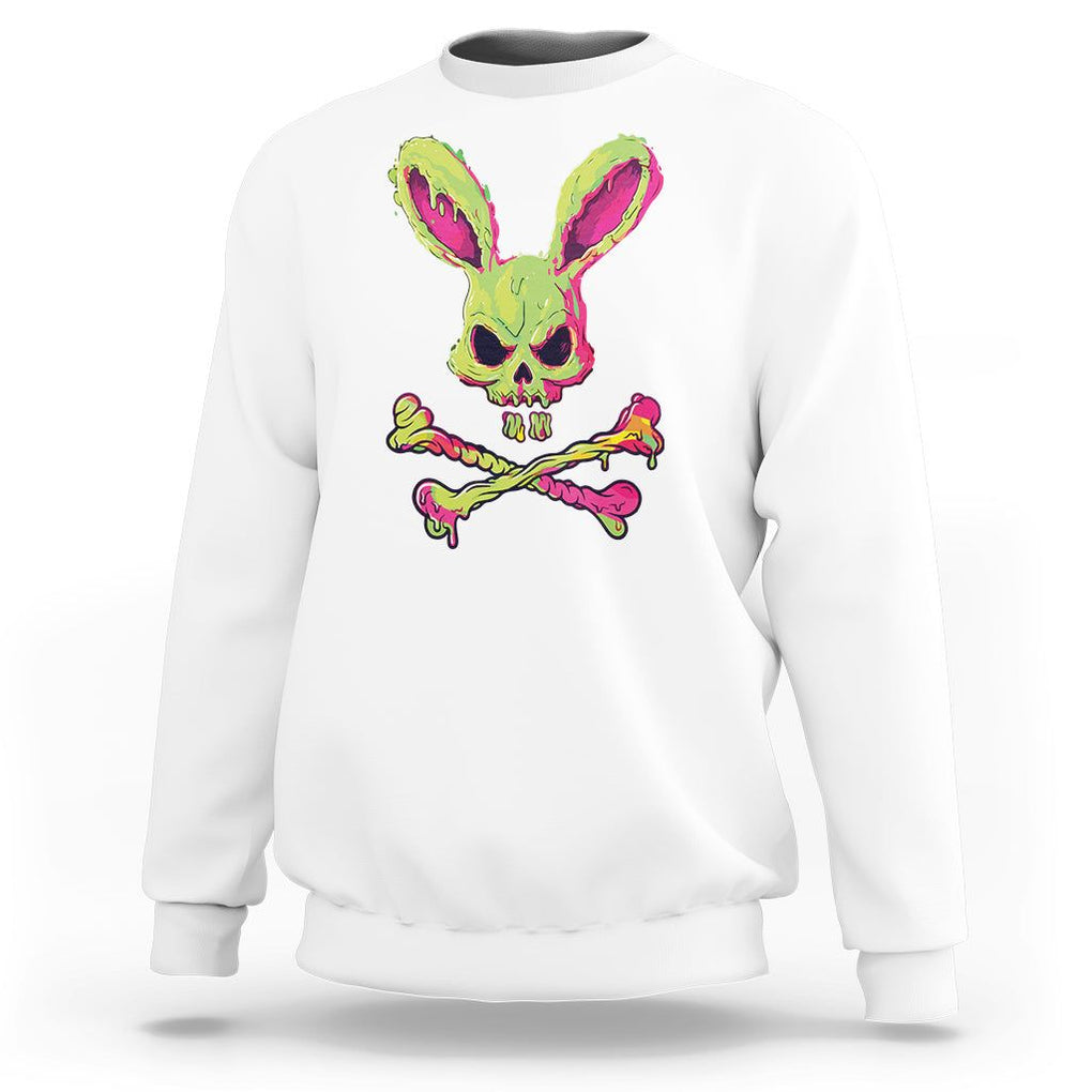 Easter Day Sweatshirt Bunny Skull Cross Bone Melting TS09 White Printyourwear
