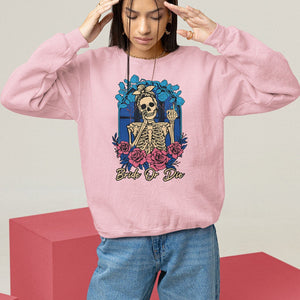 Funny Engagement Sweatshirt Bride Or Die Skeleton Gothic Bachelorette Party TS09 Light Pink Printyourwear