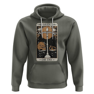 Funny Engagement Hoodie Bride Or Die Skull And Wedding Ring Bachelorette Party TS09 Military Green Printyourwear