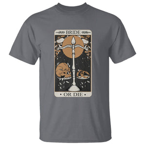 Funny Engagement T Shirt Bride Or Die Skull And Wedding Ring Bachelorette Party TS09 Charcoal Printyourwear