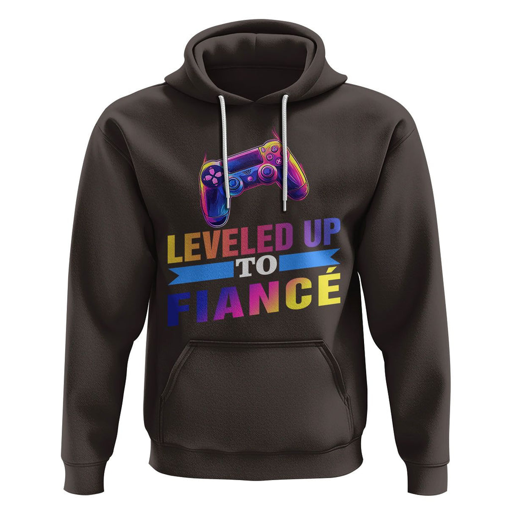 Engagement Hoodie Leveled Up To Fiance Funny Gamer Newly Engaged Couple Matching TS09 Dark Chocolate Printyourwear