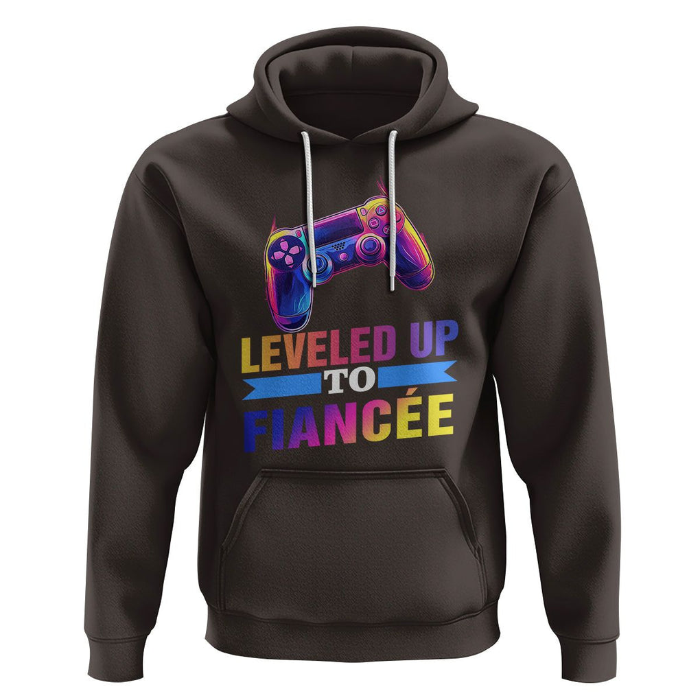 Engagement Hoodie Leveled Up To Fiancee Funny Gamer Newly Engaged Couple Matching TS09 Dark Chocolate Printyourwear