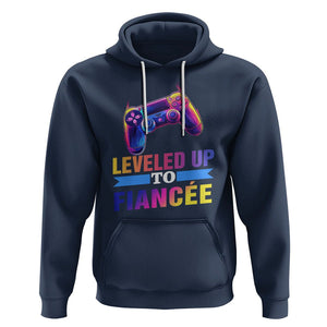 Engagement Hoodie Leveled Up To Fiancee Funny Gamer Newly Engaged Couple Matching TS09 Navy Printyourwear
