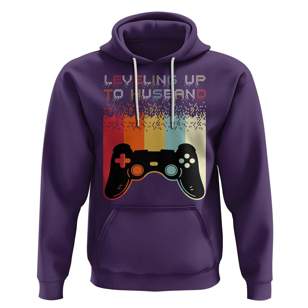 Engagement Hoodie Leveled Up To Husband Funny Gamer Newly Engaged Couple Matching TS09 Purple Printyourwear