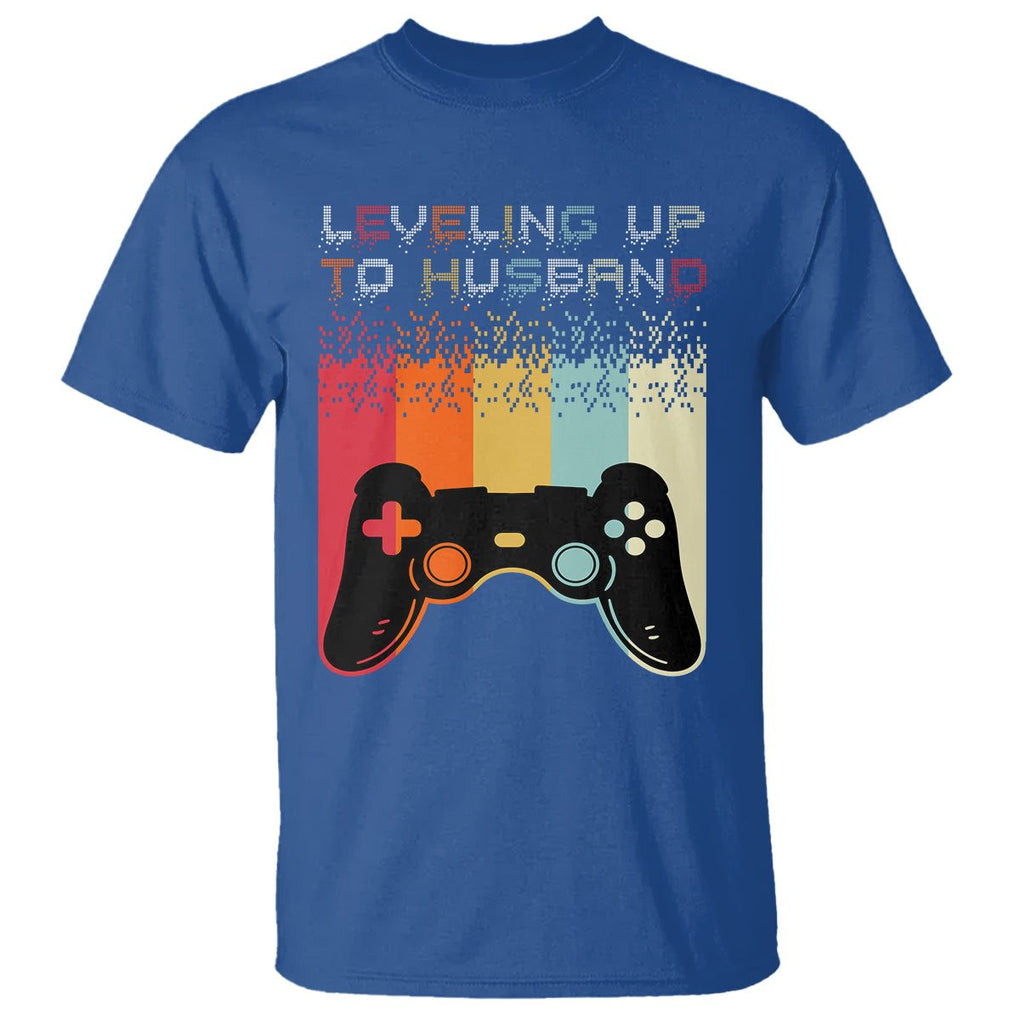 Engagement T Shirt Leveled Up To Husband Funny Gamer Newly Engaged Couple Matching TS09 Royal Blue Printyourwear