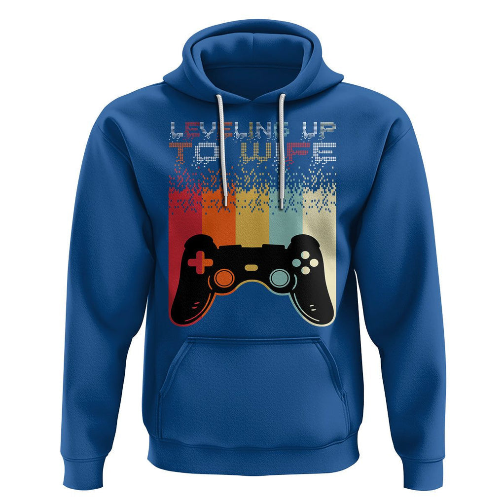Engagement Hoodie Leveled Up To Wife Funny Gamer Newly Engaged Couple Matching TS09 Royal Blue Printyourwear