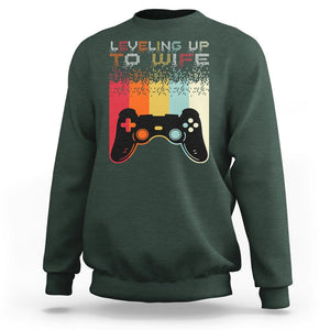Engagement Sweatshirt Leveled Up To Wife Funny Gamer Newly Engaged Couple Matching TS09 Dark Forest Green Printyourwear