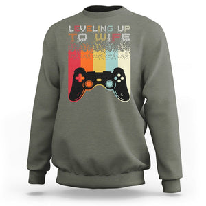 Engagement Sweatshirt Leveled Up To Wife Funny Gamer Newly Engaged Couple Matching TS09 Military Green Printyourwear