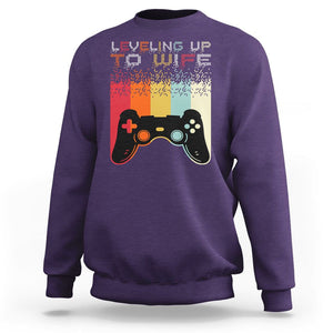 Engagement Sweatshirt Leveled Up To Wife Funny Gamer Newly Engaged Couple Matching TS09 Purple Printyourwear
