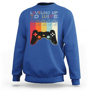 Engagement Sweatshirt Leveled Up To Wife Funny Gamer Newly Engaged Couple Matching TS09 Royal Blue Printyourwear