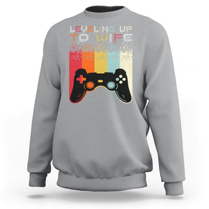 Engagement Sweatshirt Leveled Up To Wife Funny Gamer Newly Engaged Couple Matching TS09 Sport Gray Printyourwear