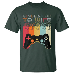Engagement T Shirt Leveled Up To Wife Funny Gamer Newly Engaged Couple Matching TS09 Dark Forest Green Printyourwear