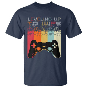 Engagement T Shirt Leveled Up To Wife Funny Gamer Newly Engaged Couple Matching TS09 Navy Printyourwear